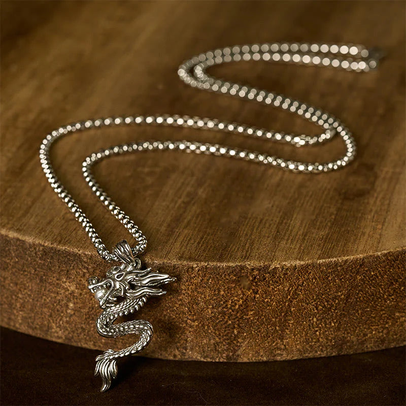 Buddha Stones Dragon Copper Balance Luck Necklace Pendant