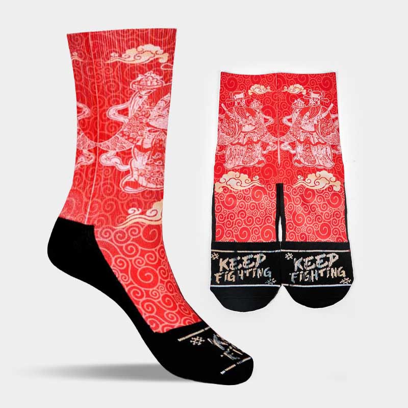 Buddha Stones Casual God Of Wealth Auspicious Clouds Micro Crew Men Women Unisex Socks