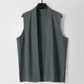 Buddha Stones Spring Pure Color Open Front Design Men's Cotton Linen Sleeveless Kimono