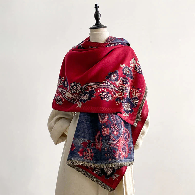Buddha Stones Fall Cashew Flower Vines Pattern Warm Cozy Scarf Shawl