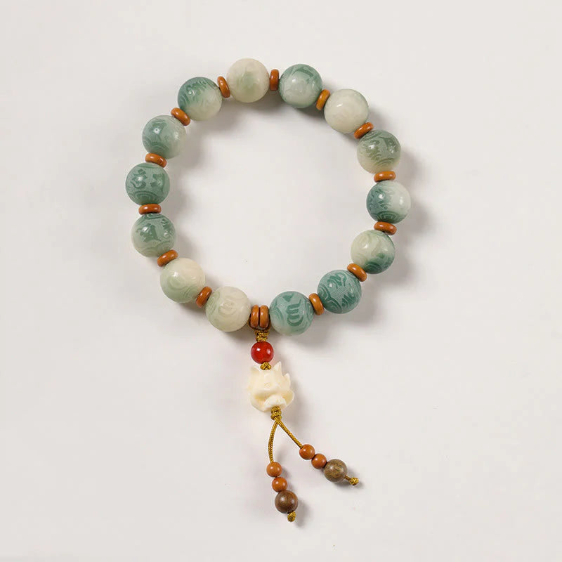 Buddha Stones Gradient Bodhi Seed Om Mani Padme Hum Carved Zakiram Peace Bracelet