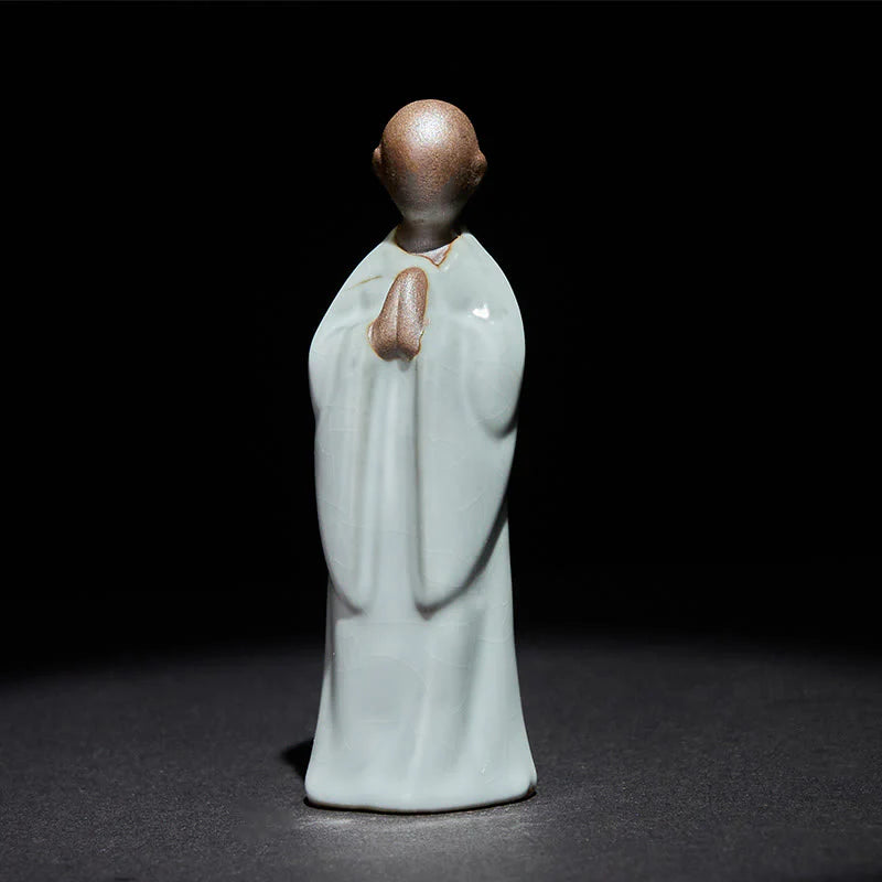 Buddha Stones Meditation Monk Ceramic Statue Serenity Home Decoration