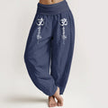 Buddha Stones Namaste Om Pattern Women's Pure Cotton Elastic Waist Harem Pants