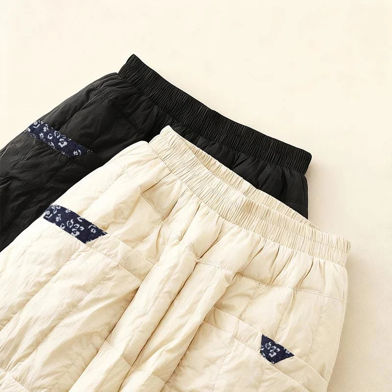 Buddha Stones Women's Winter Thermal Patchwork Pants With Pockets