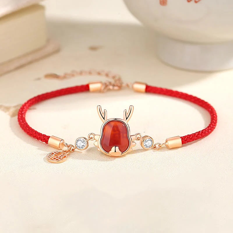 âââA Flash Sale- Buddha Stones 925 Sterling Silver Year of the Dragon Natural Red Agate Dragon Attract Fortune Fu Character Strength Bracelet Necklace Pendant Earrings