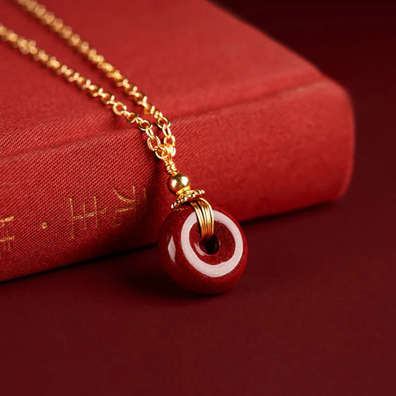 Buddha Stones Cinnabar Peace Buckle Calm Blessing Necklace Pendant (Extra 35% Off | USE CODE: FS35)