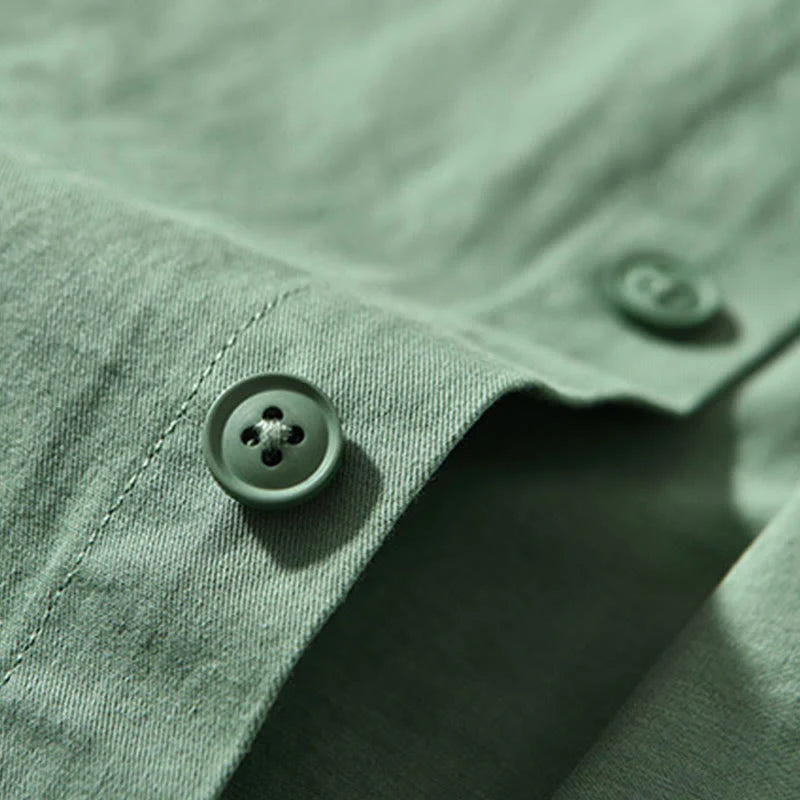 Buddha Stones Crew Neck Solid Color Men's Long Sleeve Cotton Thickened Jacket With Pockets