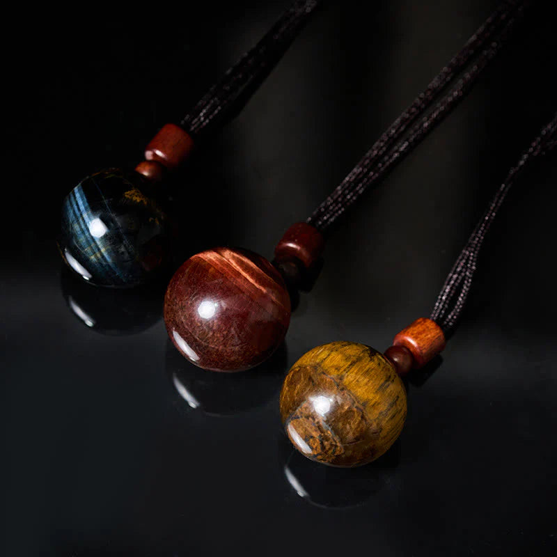 Buddha Stones White Crystal Pink Crystal Tiger Eye Smoky Quartz Protection Necklace Pendant