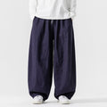Buddha Stones Winter Commute Plain Drawstring Design Men's Wide Leg Cotton Pants With Pockets