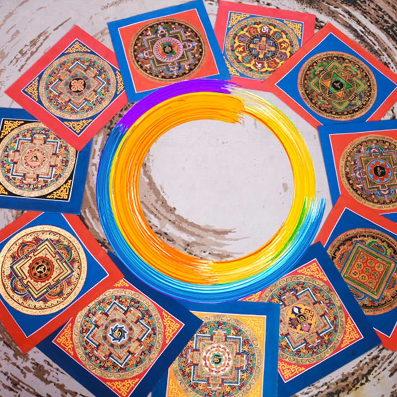 Buddha Stones Tibetan Handmade Thangka Painting Blessing Thangka Blind Box Random Color Pattern