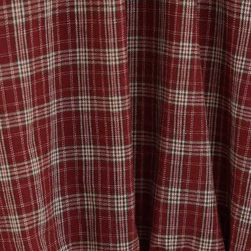 Buddha Stones Women's Plaid Pattern Cotton Skirt With Pockets