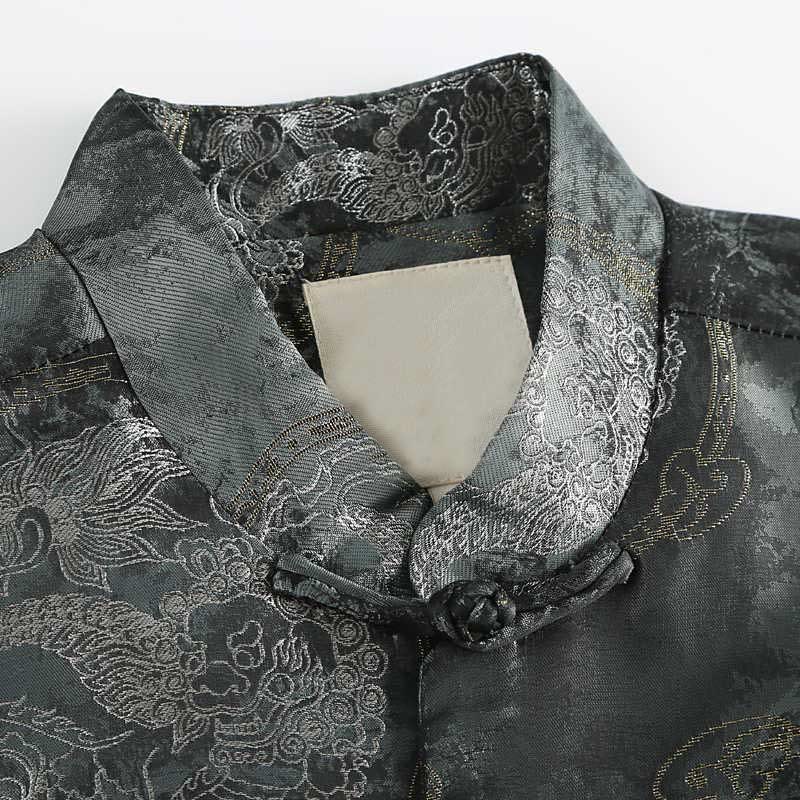 Buddha Stones Kirin Mountains Frog-Button Long Sleeve Men's Jacket With Pockets
