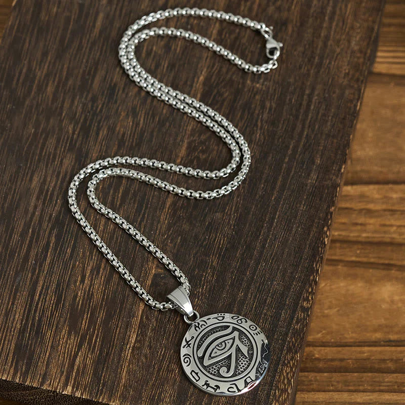 Buddha Stones Titanium Steel Evil Eye Balance Necklace Pendants