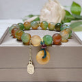 FREE Today: Wealth and Balance Peacock Agate Topaz Peace Buckle Fu Character Bracelet