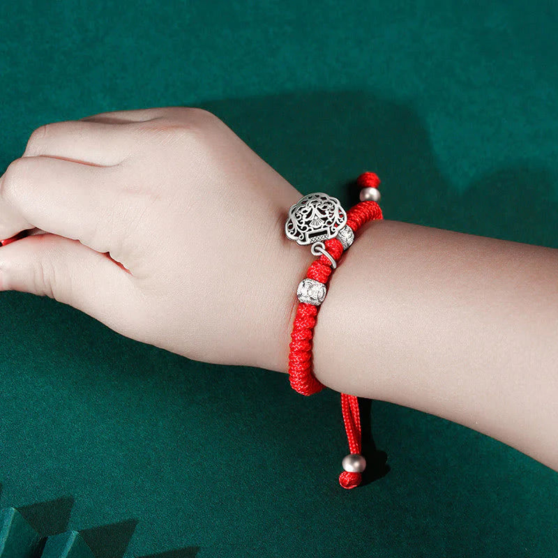 Buddha Stones 925 Sterling Silver Chinese Lock Charm Multicolored Red String Protection Handmade Braided Kids Bracelet (Extra 35% Off | USE CODE: FS35)