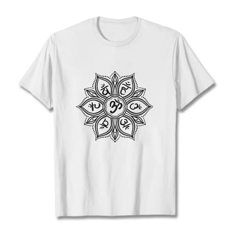 Buddha Stones Mandala Flower Om Mani Padme Hum Mantra Tee T-shirt