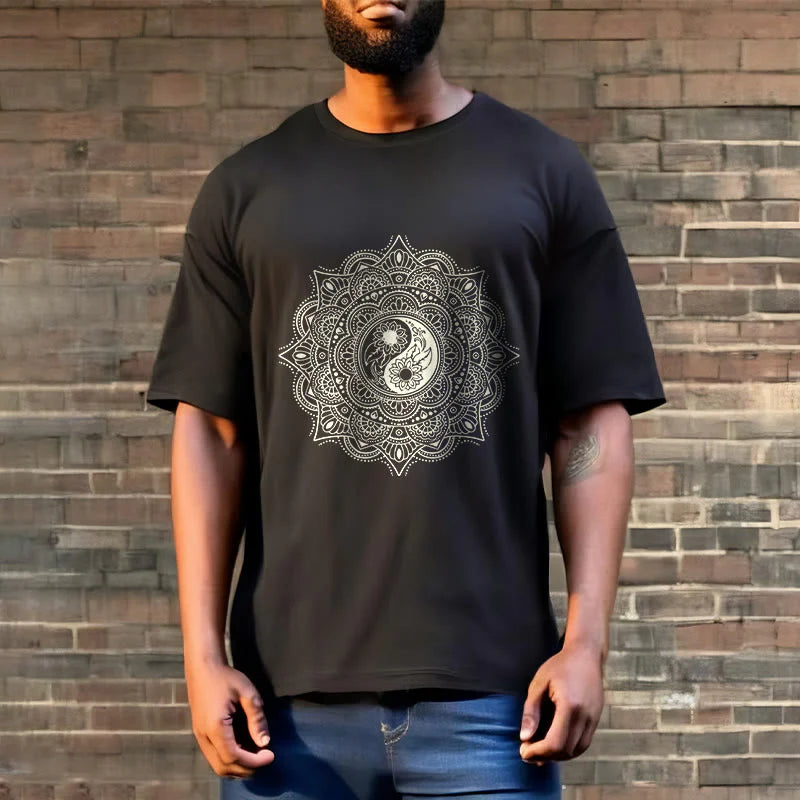 Buddha Stones Mandala YinYang Symbol Pattern Tee T-shirt