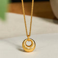 Buddha Stones 24k Gold Plated Copper Peace Buckle Texture Wealth Necklace Pendant