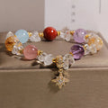Buddha Stones Natural Various Crystal Clear Quartz Zircon Hexagram Charm Healing Bracelet