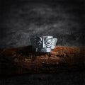Buddha Stones 999 Sterling Silver Hand Casting Sanxingdui Mask Protection Ring