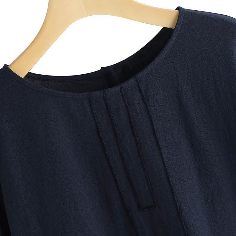 Buddha Stones Summer Casual Plain Half Sleeve Crew Neck Side Slit Women's T-Shirt