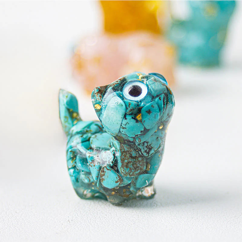 FREE Today: Strength and Protection Crystal Drip Resin Small Cat Statue Decoration