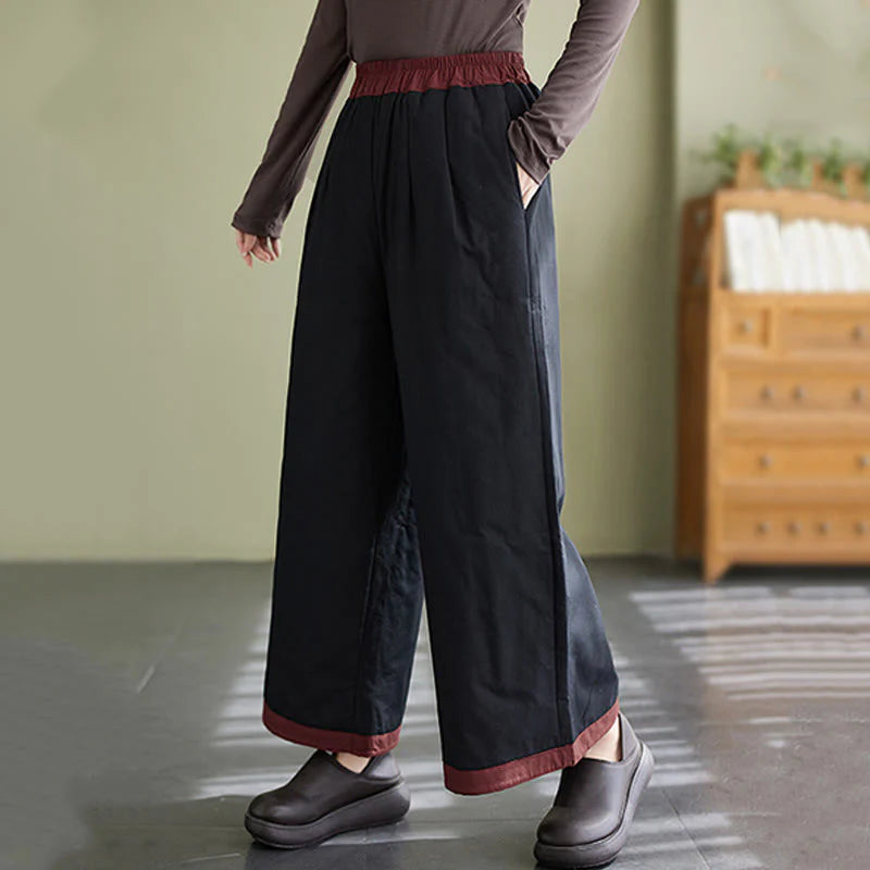 Buddha Stones Casual Plain Women's Wide Leg Pants With Pockets