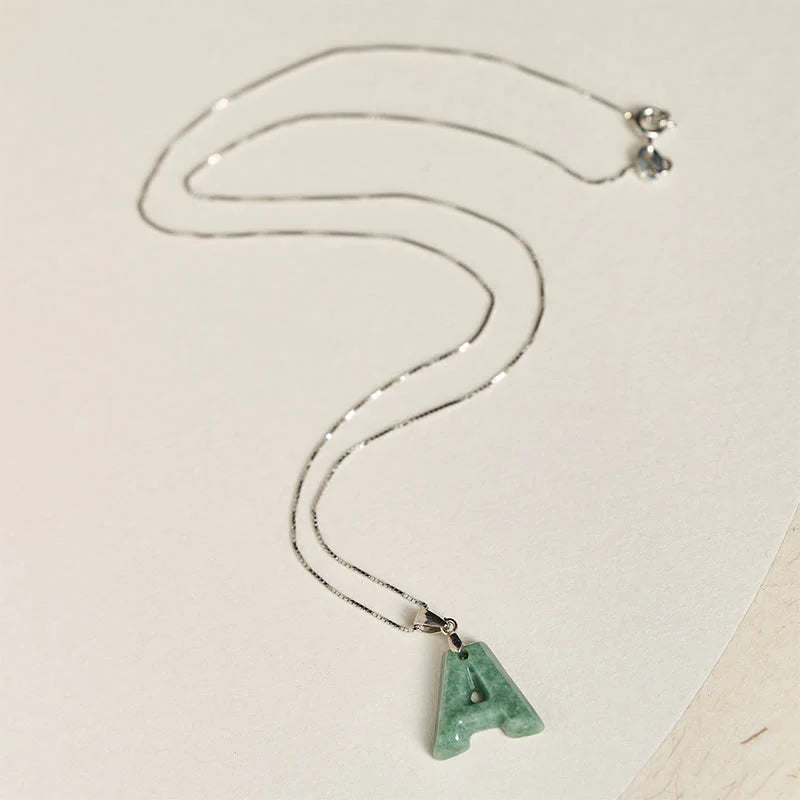 Buddha Stones May You Find Your Own Meaning Natural A-Z Letter Jade Titanium Steel Chain Necklace Includes Gift Message Card