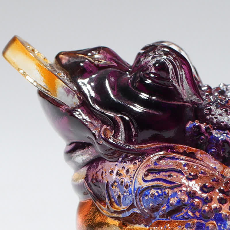 Buddha Stones Feng Shui Frog Handmade Liuli Crystal Art Piece Wealth Home Office Decoration