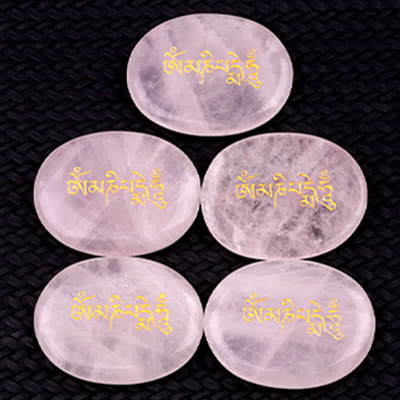 Buddha Stones Om Mani Padme Hum Amethyst Tiger Eye Palm Stone Crystal Decor 35*45mm