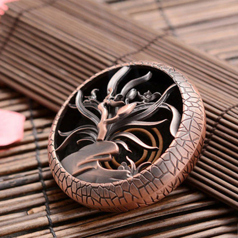 Buddha Stones Plum Flower Orchid Chrysanthemum Pattern Peace Incense Burner Decoration