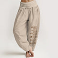 Buddha Stones Solid Color Pure Cotton 'Buddha Stones' Word Women's Elastic Waist Harem Pants