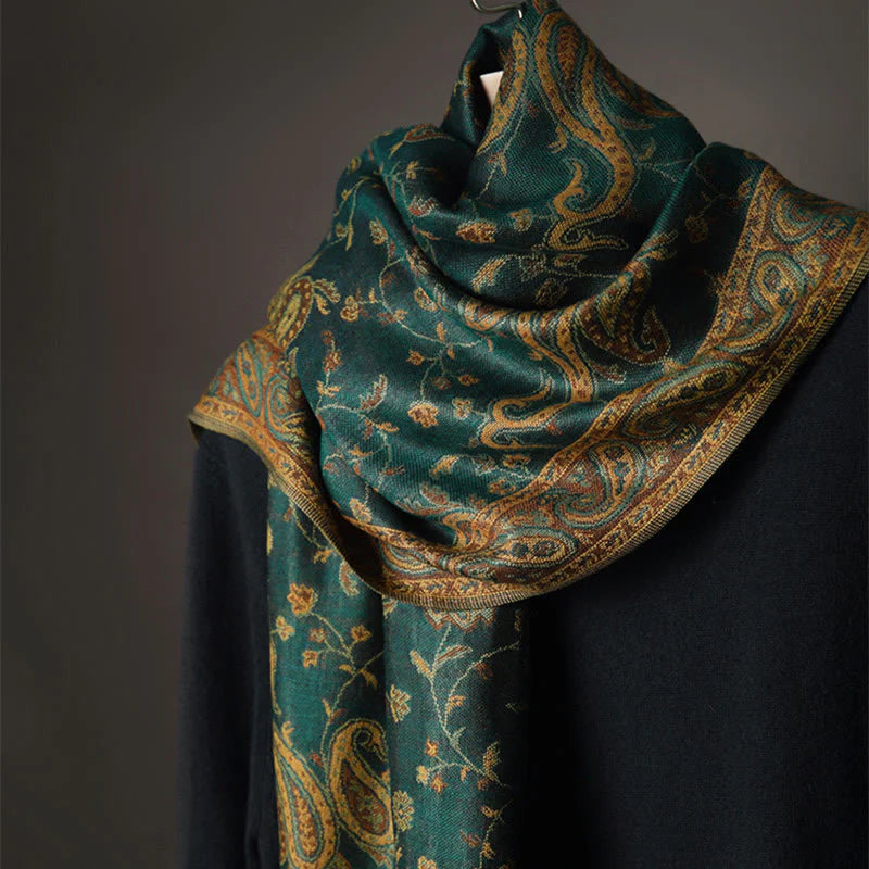 Buddha Stones Tibetan Cashew Flower Vine Print Tassels Shawl Fall Winter Soft Scarf Wrap