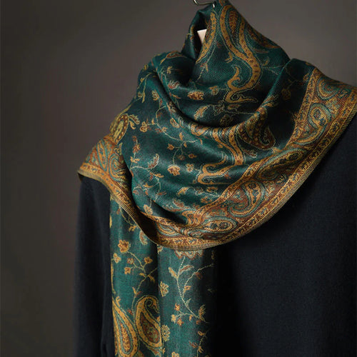 Buddha Stones Tibetan Cashew Flower Vine Print Tassels Shawl Fall Winter Soft Scarf Wrap