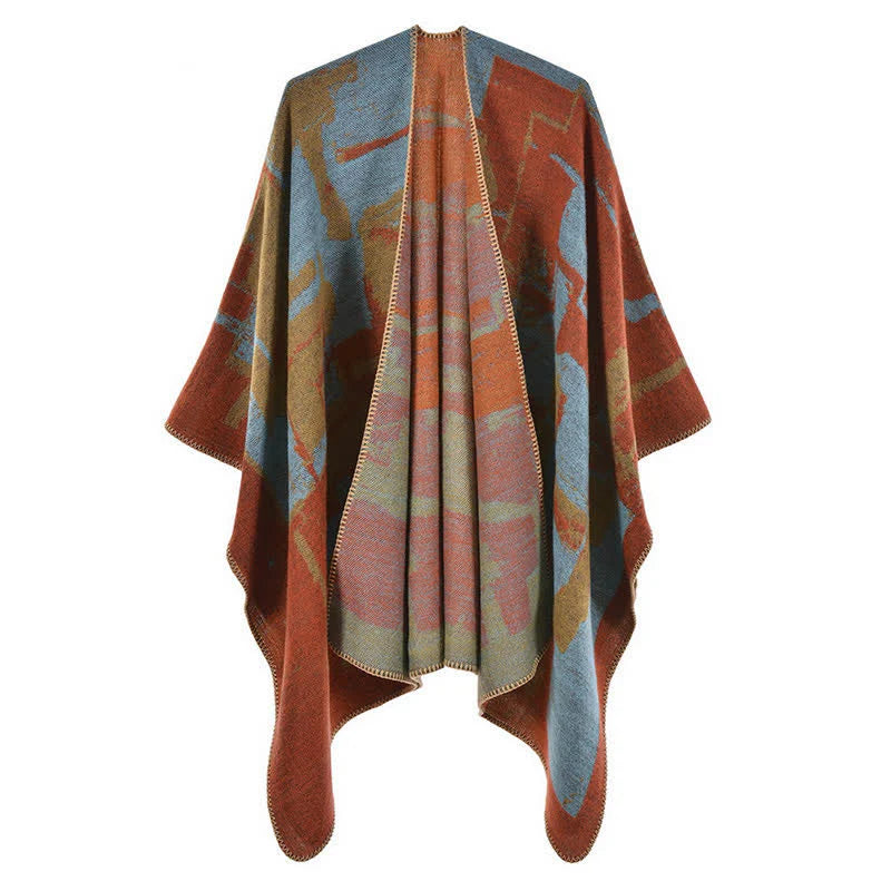 Buddha Stones Tibetan Orange Shawl Warm Cloak Scarf