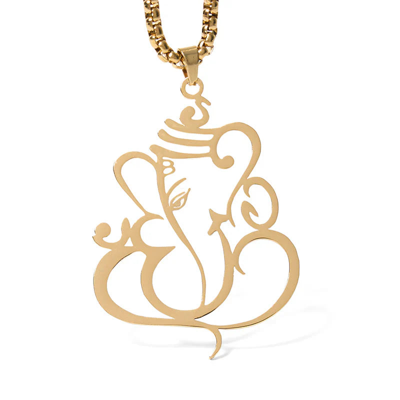 Buddha Stones Ganesh Elephant Stainless Steel Protection Necklace Pendant