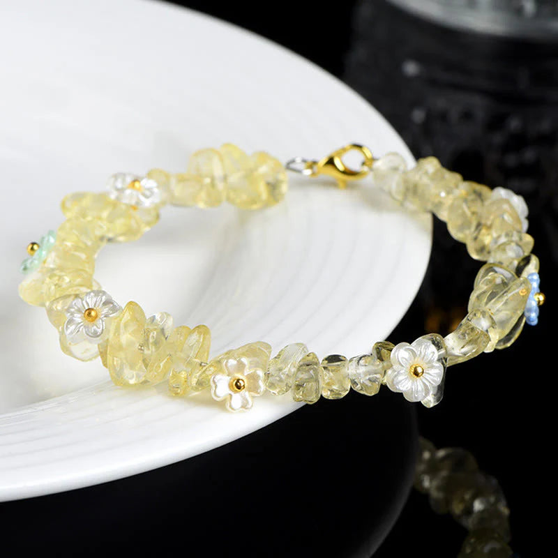 Buddha Stones Natural Aquamarine Peridot Strawberry Quartz Various Crystals Serenity Bracelet