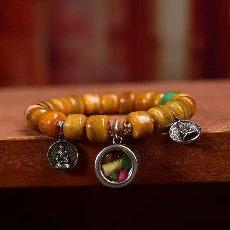 Buddha Stones Vintage Tibetan Bone Beads Dzi Bead Cute Fox Balance Bracelet