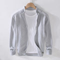 Buddha Stones Plain Zipper Ribbed Bottom Hem Design Men's Long Sleeve Cotton Jacket