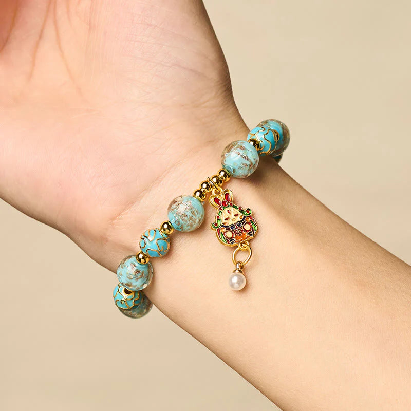 Buddha Stones Rabbit Liuli Glass Luck Bracelet