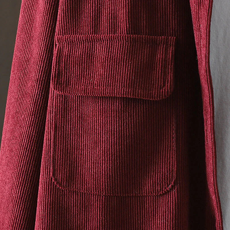 Buddha Stones Corduroy Women's Cotton Long Sleeve Jacket With Pockets