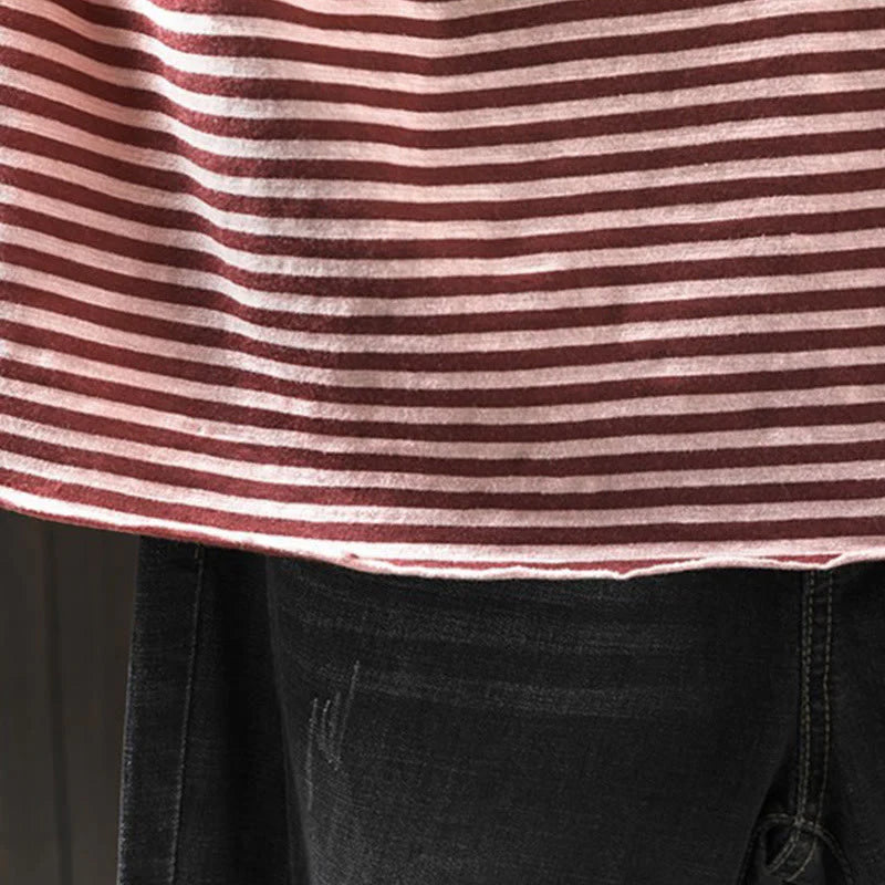 Buddha Stones Spring Striped Pattern Long Sleeve Women's Cotton Hoodie