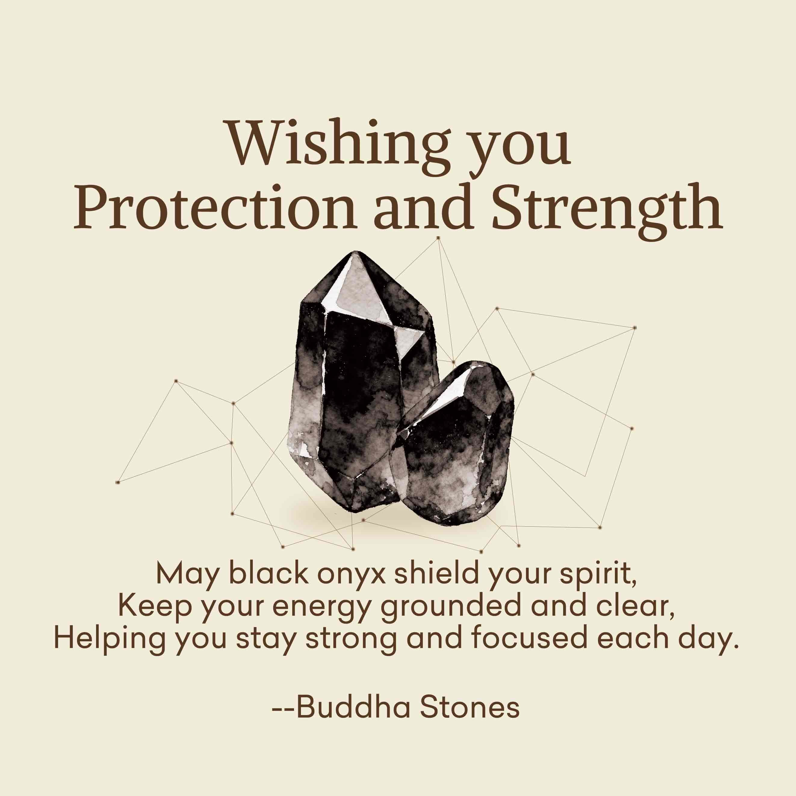 Buddha Stones Wishing You Protection and Strength Black Onyx Bracelet Includes Gift Message Card