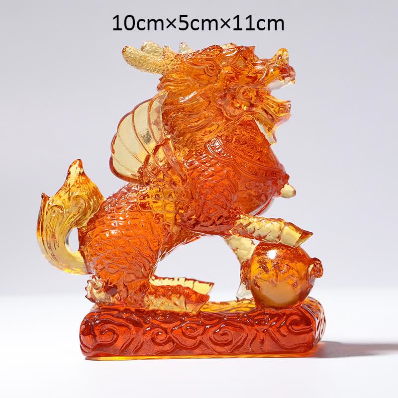 Buddha Stones Feng Shui Kirin Handmade Liuli Crystal Art Piece Fortune Home Office Decoration