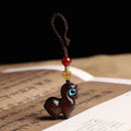 Buddha Stones Year of the Horse Small Leaf Red Sandalwood Calm Key Chain Phone Hanging Decoration