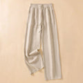 Buddha Stones Casual Straight Leg Design Cotton Women's 7-8 Length Wide Leg Pants With Pockets