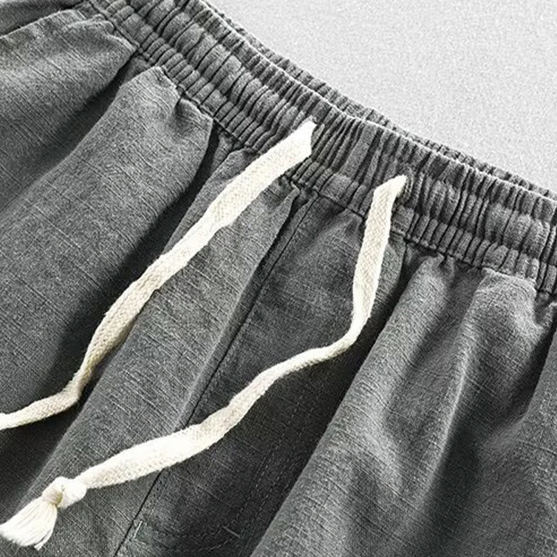 Buddha Stones Drawstring Elastic Waist Cotton Men's Shorts With Pockets