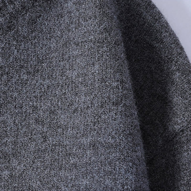 Buddha Stones Winter Buttons Crew Neck Design Warm Men's Long Sleeve Knitted Sweater