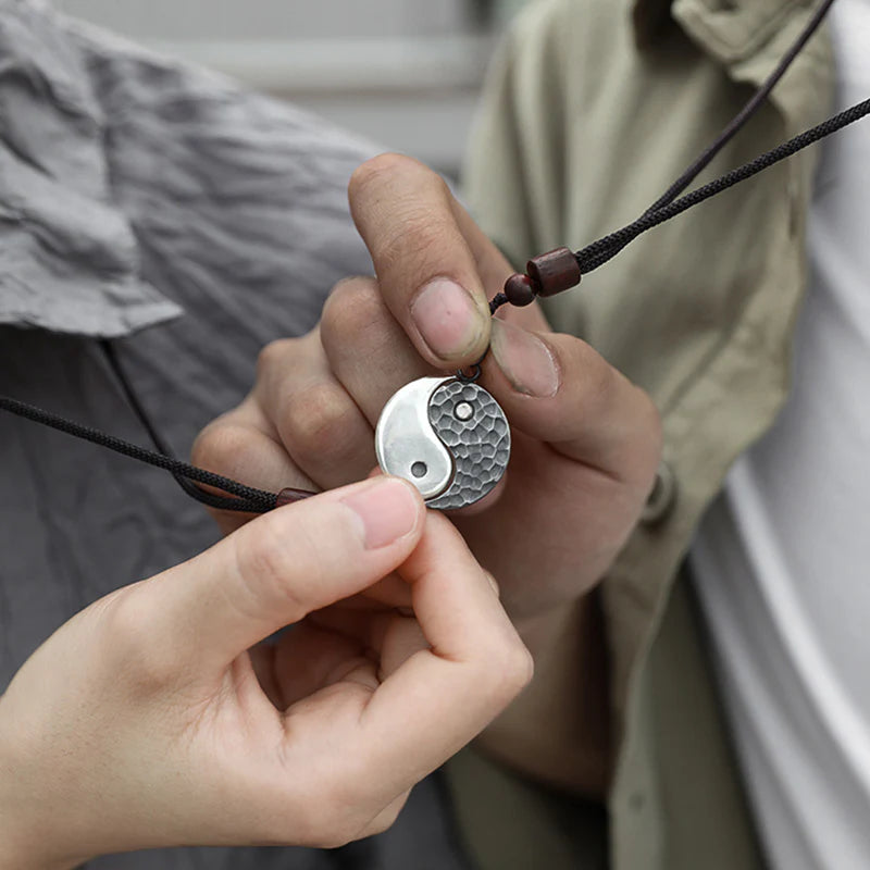 Buddha Stones 990 Sterling Silver Yin Yang Balance Harmony Necklace Pendant (Extra 30% Off | USE CODE: FS30)