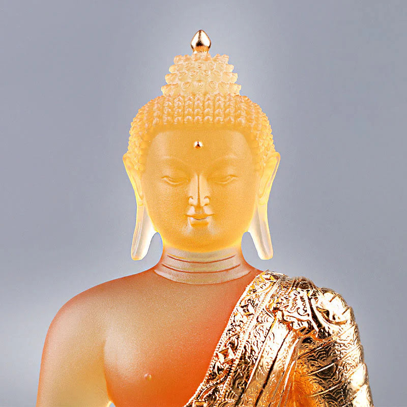 Buddha Stones Buddha Handmade Figurine Liuli Art Piece Serenity Statue Home Offering Decoration